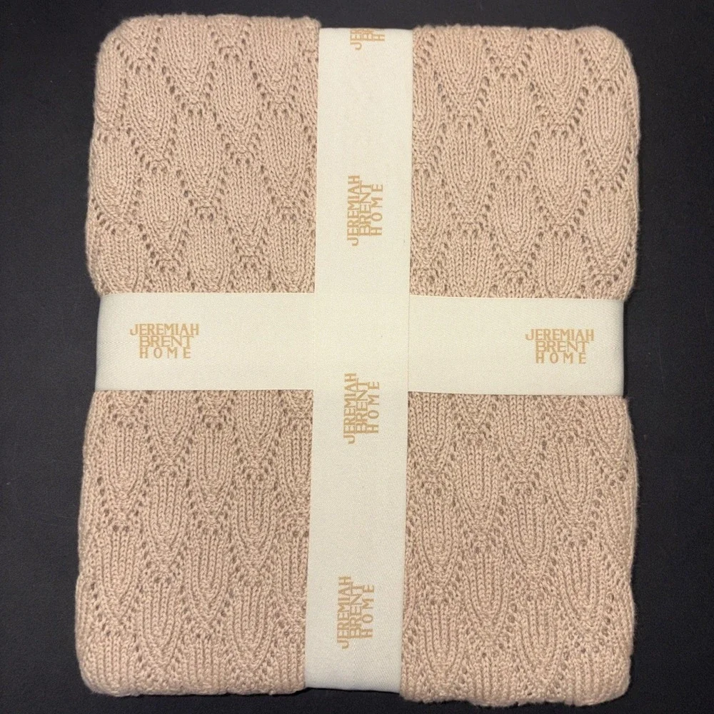 Sand Jeremiah Brent Home 100% Cotton Knitted Pointelle Scallop 50in x 60in 20745